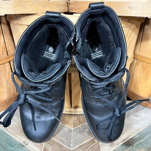 Clarks Black Leather Wool Fur Lined Waterproof Lace-Up Zip Snow Boots Mens 10 main image 13